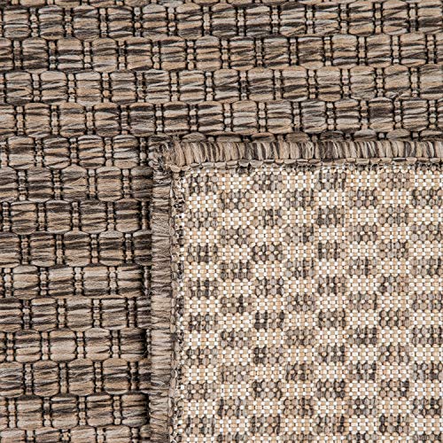 Paco Home Alfombra Exterior Interior Balcón Terraza Alfombra Cocina Monocolor Jaspeado, tamaño:80x250 cm, Color:Taupe