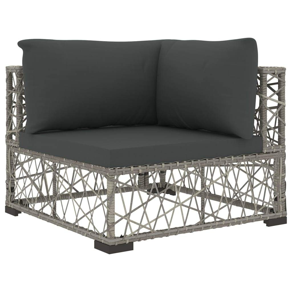 Festnight Conjunto de Muebles de Ratán para Terraza y Balcon, Sofas Jardin Exterior 6 Pzas, Conjunto Jardins, Juego de Salón de Jardín con Mesa y Cojines, Gris