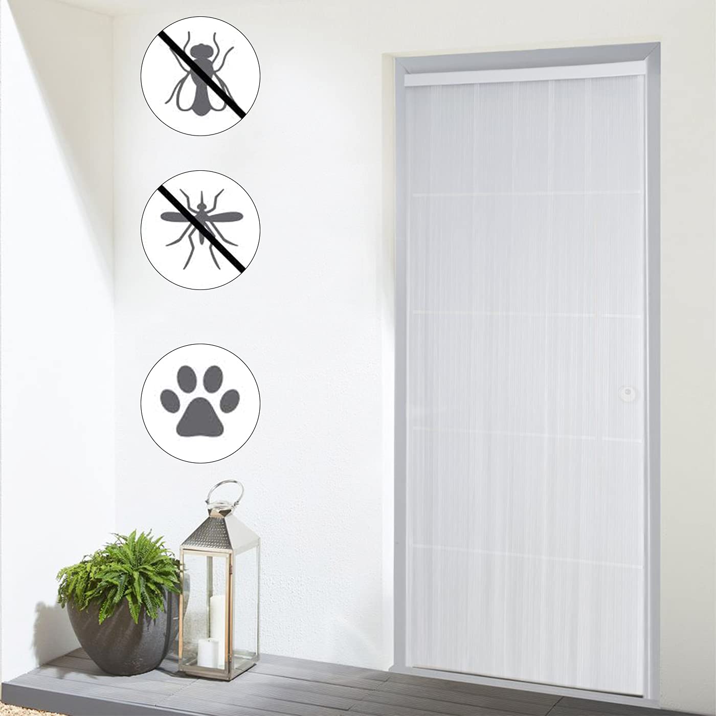 HOME MERCURY – Cortina Plana para Puerta Exterior o Interior, Material PVC – Libre de Insectos (210x90CM, Transparente P5)