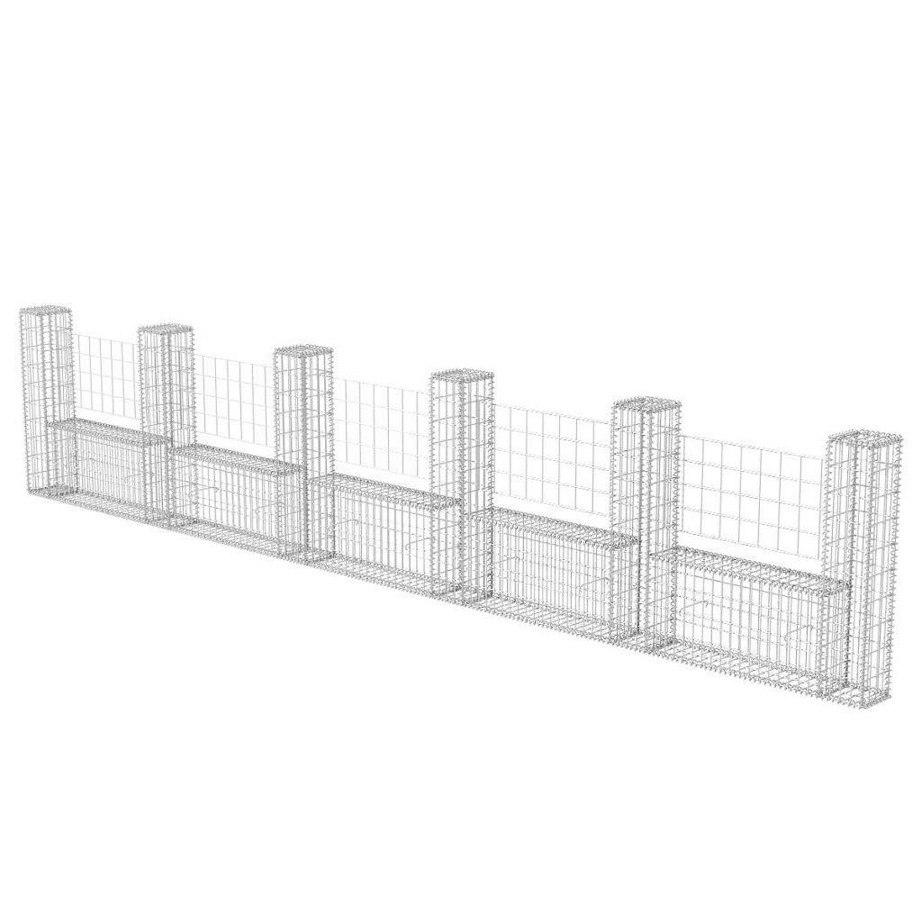 Festnjght Gaviones de Piedra, Cesta Muro Gaviones, Cesta de Alambre, Cesta en Forma de U Muro de Gaviones, 570 x 20 x 100 cm, Acero Cincado Antioxidante, Decoración de Jardín
