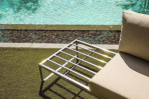 Greemotion Conjunto Muebles de Jardín Sydney 4 Piezas, Juego de Sofá Esquinero de Acero Inoxidable Cepillado para 5 Personas con Mesa, Cojines Incluidos, Plateado