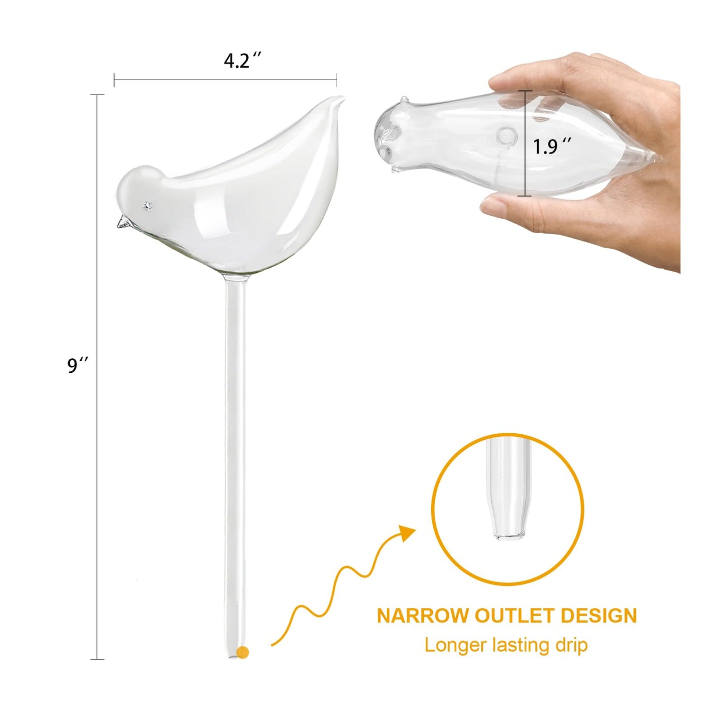REUUY KiKiHome - Goteros de agua para plantas, bombillas de vidrio para plantas, globos de riego automático para plantas, dispositivo de riego automático para plantas de interior y exterior, 2 pájaros