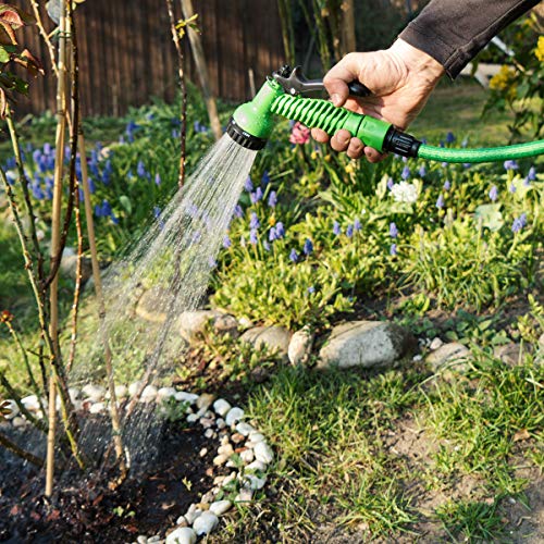 Navaris Manguera de jardín Extensible - Flexible Manguera de 7.5M con 7 Funciones de riego - para regar o Lavar el Coche con Agua a presión