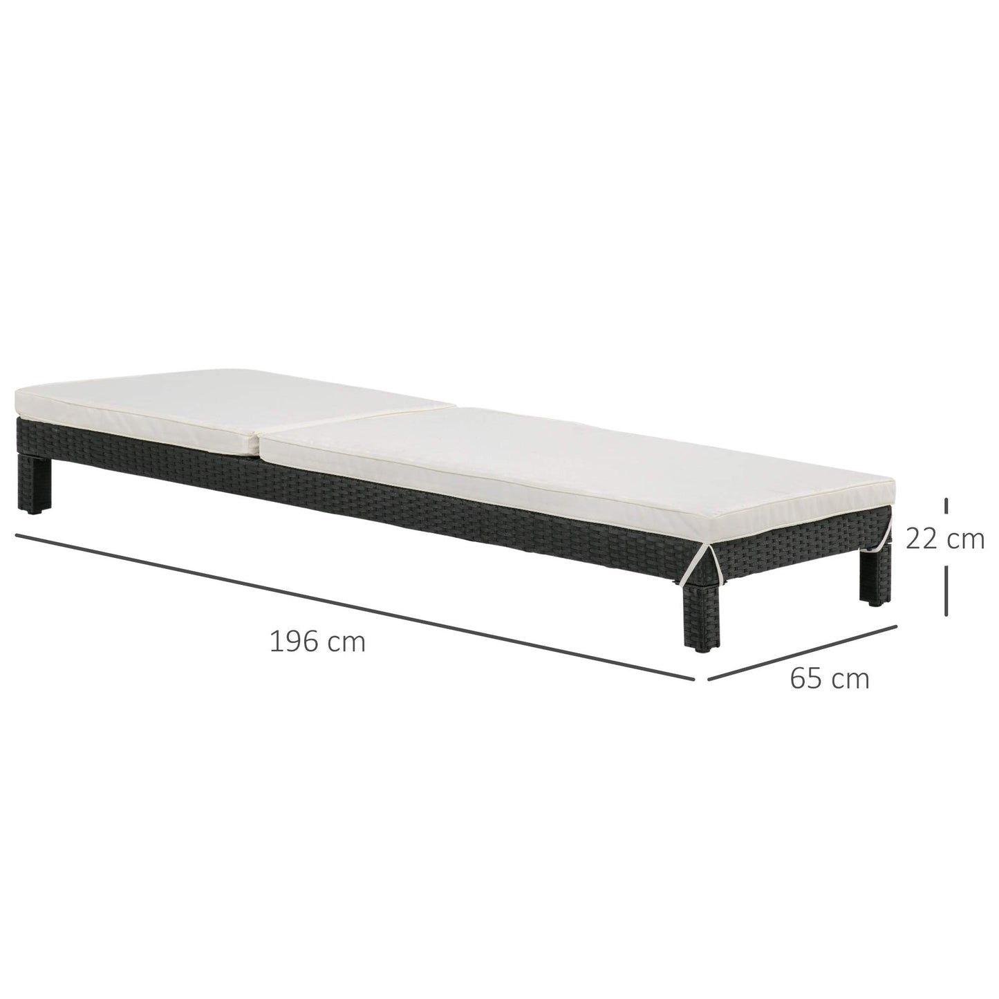 Outsunny Set de 2 Tumbonas de Ratán Chaise Longue con Cojines Acolchados Cubierta Impermeable Silla para Exterior Jardín Patio Terraza