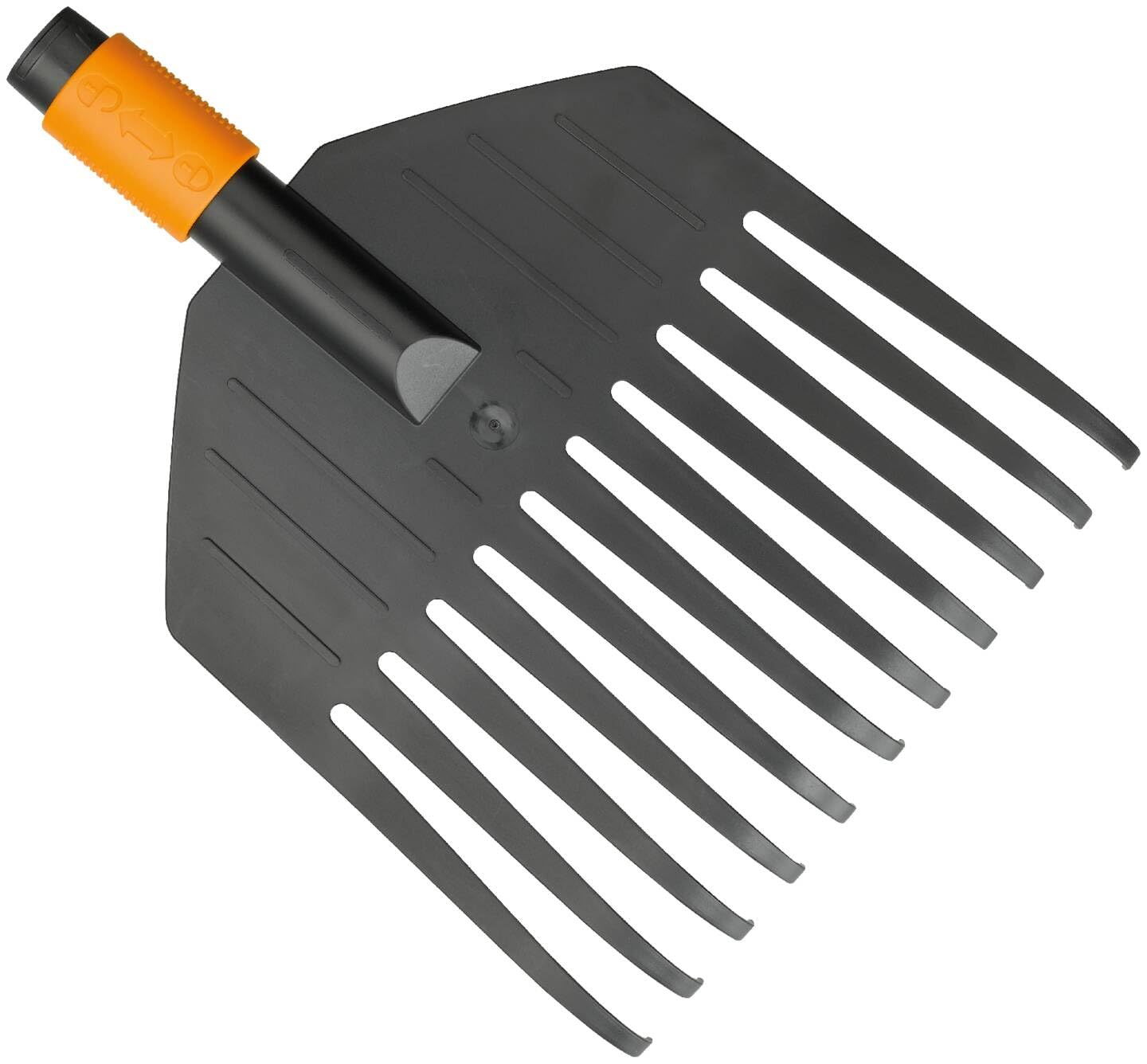Fiskars Rastrillo pequeño para hojas, cabeza de la herramienta, 11 dientes, Longitud: 21,3 cm, dientes de plástico, Negro/Naranja, QuikFit, 1000659
