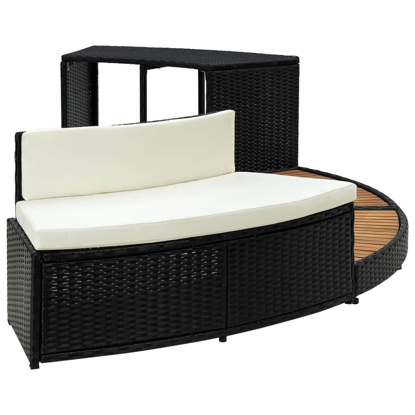 Mogou Borde de bañera de hidromasaje, Yacuzzi Exterior Hinchable Piezas De Recambi, Borde para Bañera De Hidromasaje SPA, ratán PE Madera de Acacia Negro