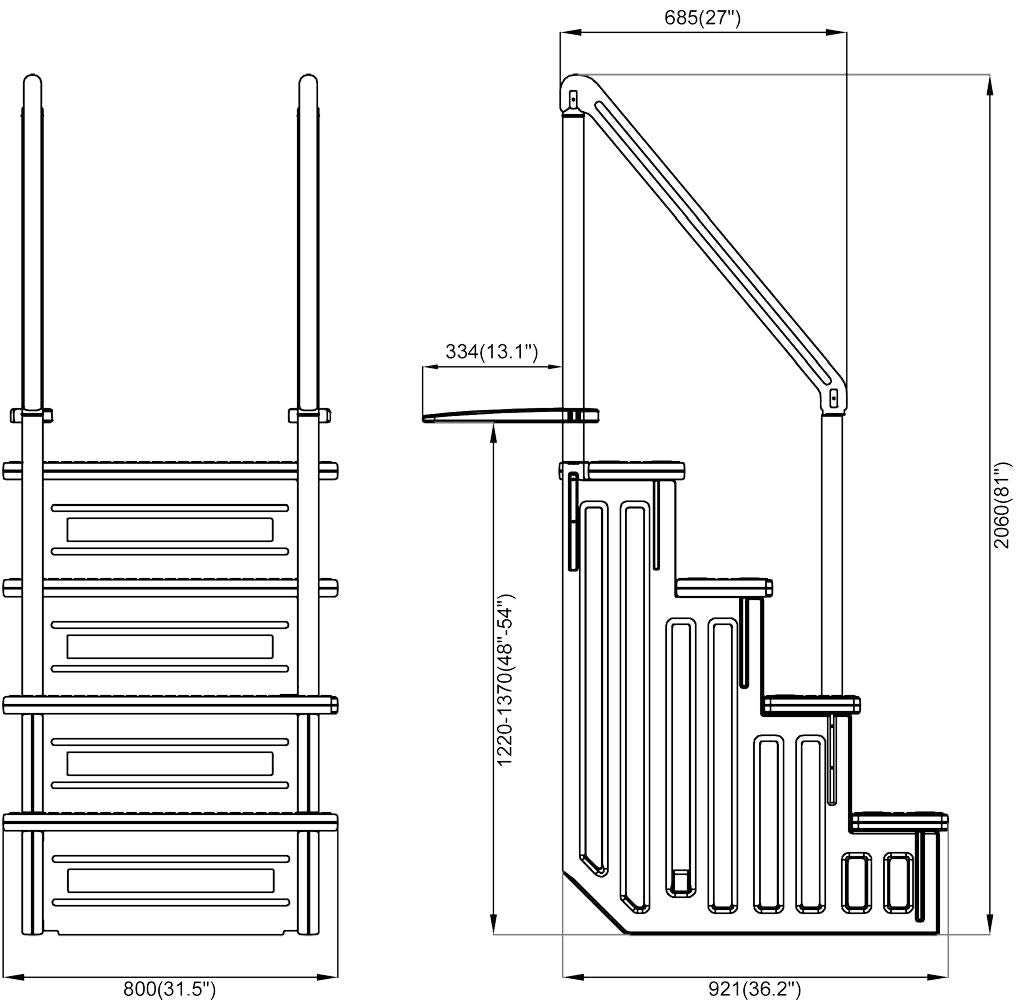 Decoytec Escalera Sintetica 4 peldaños para Piscinas enterradas