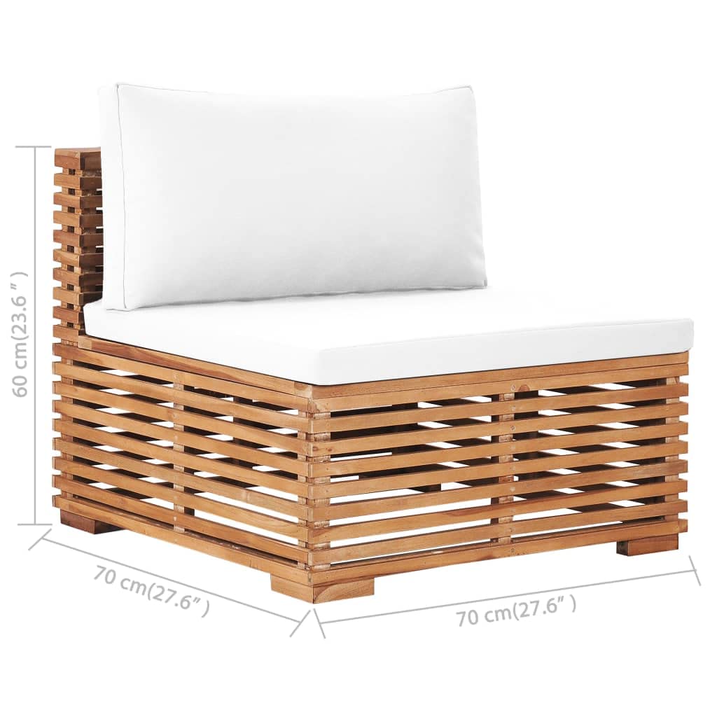 vidaXL Muebles de Jardín 6 Piezas con Cojines Mobiliario Exterior Patio Terraza Hogar Sofá Silla Mesa Asiento Suave Robusto Crema Madera Maciza Teca