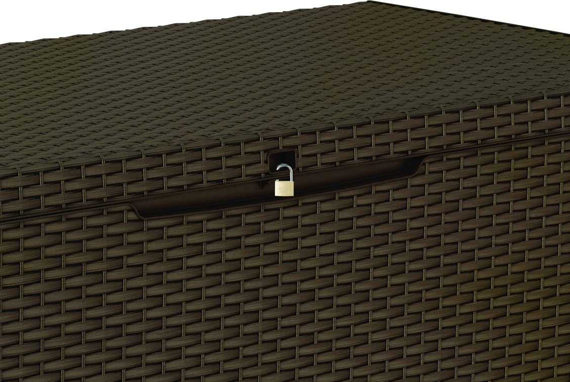 Keter Capri - Arcón exterior, Baúl almacenaje, Capacidad 305L, Resina, Color marrón, Ordenación jardín y terraza, 54 x 123 x 57 cm