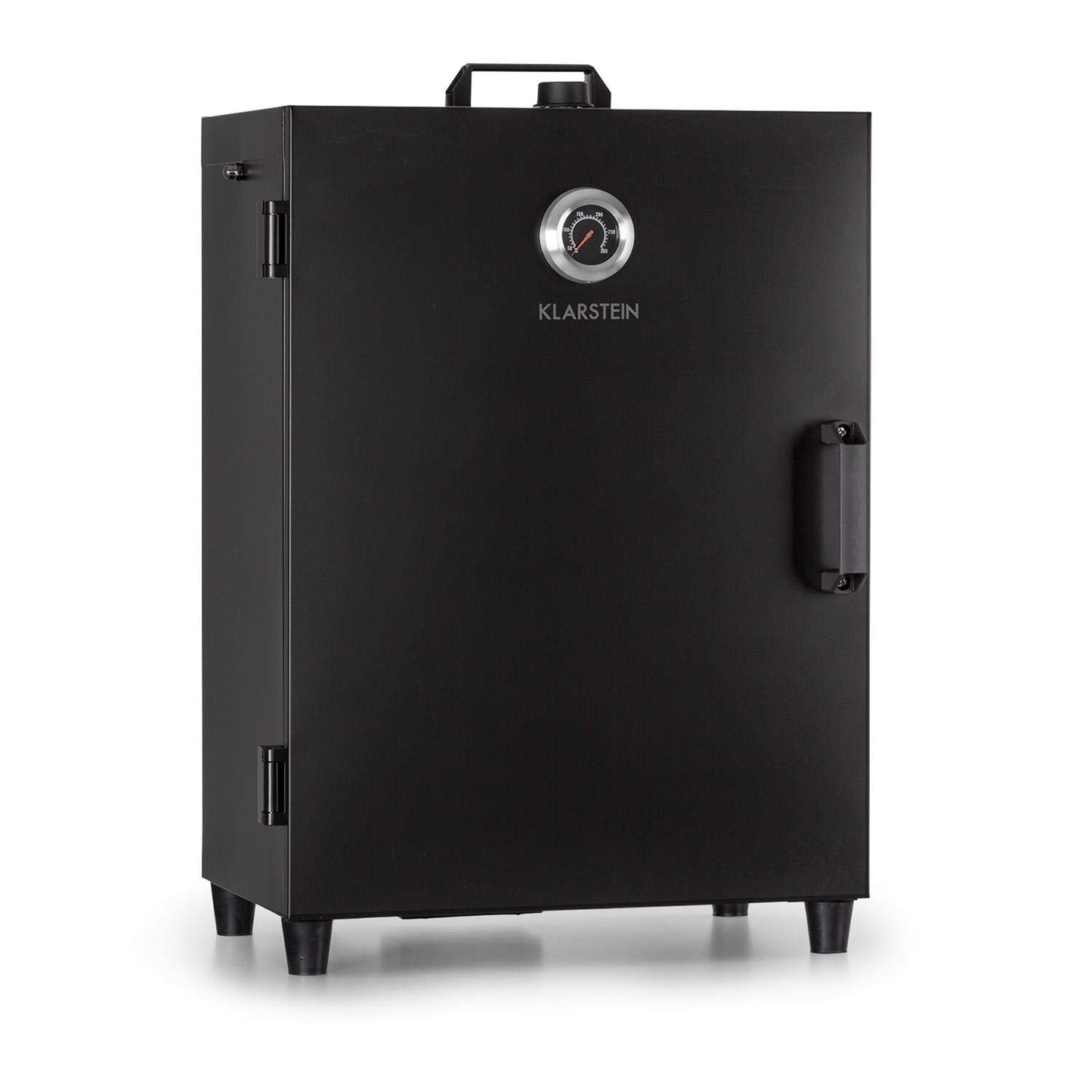 Klarstein Flintstone Steel - horno para ahumar, Ahumador, Acero inoxidable negro, 1600 W, Termostato regulable, Termómetro integrado, 3 parrillas, Doble puerta de acero inoxidable, Negro