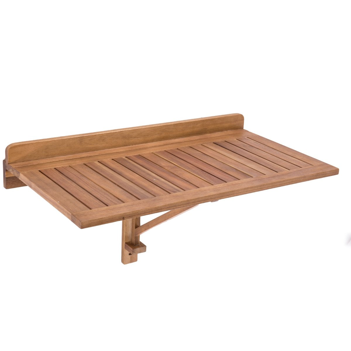 LOLAhome Mesa de Pared Plegable Abatible de 45x47x80 cm | Madera Acacia Maciza Natural Marrón | para Interior o Exterior Balcón, Terraza o Jardín - Colección Nina