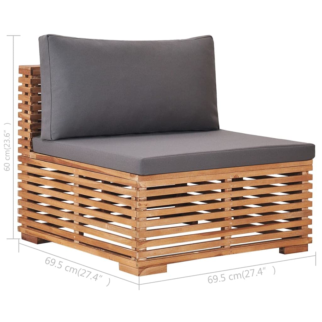 vidaXL Muebles de Jardín 6 Piezas con Cojines Mobiliario Exterior Patio Terraza Hogar Sofá Silla Mesa Asiento Suave Robusto Crema Madera Maciza Teca