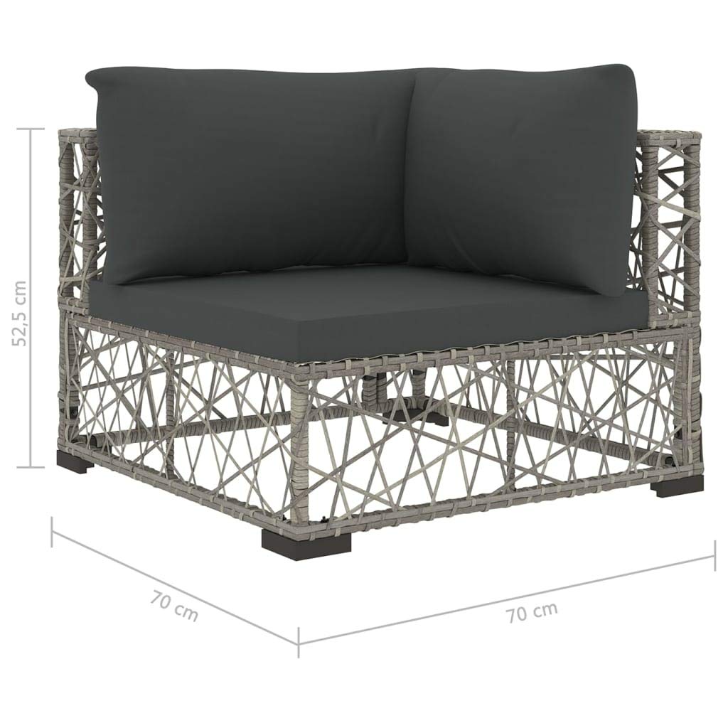 Festnight Conjunto de Muebles de Ratán para Terraza y Balcon, Sofas Jardin Exterior 6 Pzas, Conjunto Jardins, Juego de Salón de Jardín con Mesa y Cojines, Gris