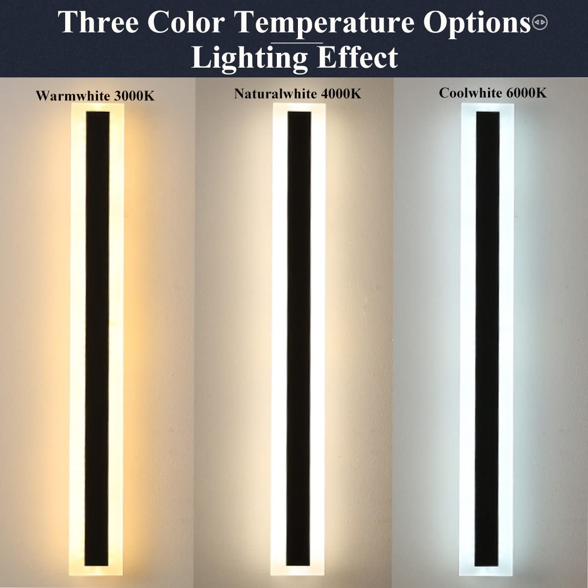 ZTWLEED Lámpara de Pared Larga Villa Apliques de Pared Negra,8W 40CM Aplique Pared Exterior,Aplique de Pared Exterior LED Impermeables IP65,Blanco Cálido 3000K AC220V para Balcón Jardín Villa