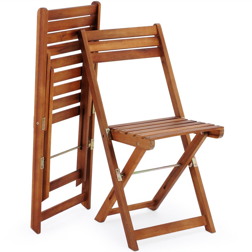 CASARIA® Set Muebles de Balcón 3 Pzs Mesa 2 Sillas Plegables Juego Completo Jardín Terraza Madera Acacia