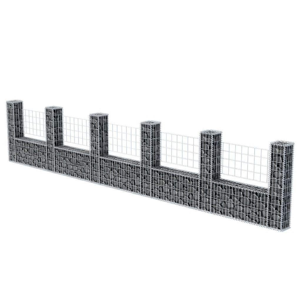 Festnjght Gaviones de Piedra, Cesta Muro Gaviones, Cesta de Alambre, Cesta en Forma de U Muro de Gaviones, 570 x 20 x 100 cm, Acero Cincado Antioxidante, Decoración de Jardín
