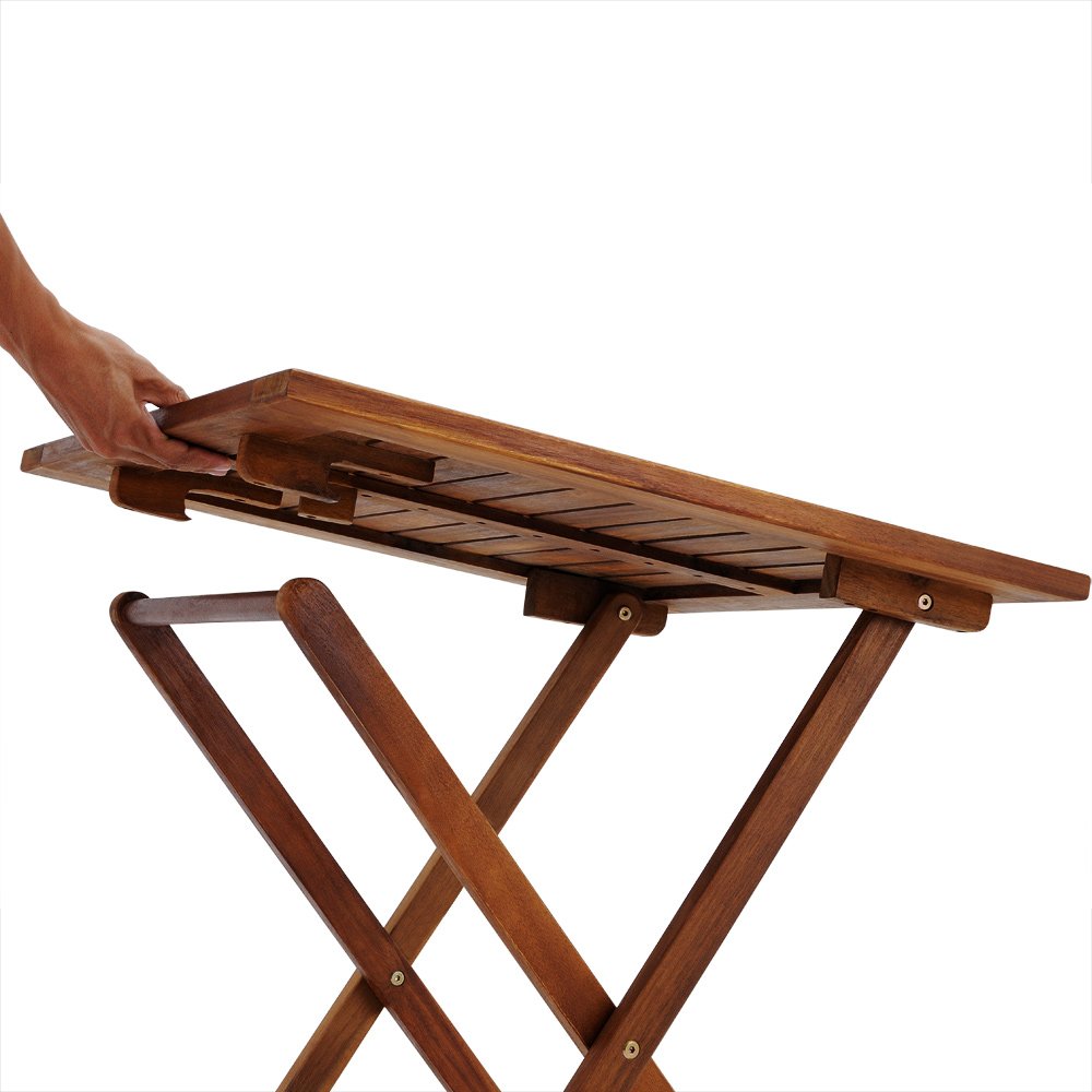 CASARIA® Set Muebles de Balcón 3 Pzs Mesa 2 Sillas Plegables Juego Completo Jardín Terraza Madera Acacia