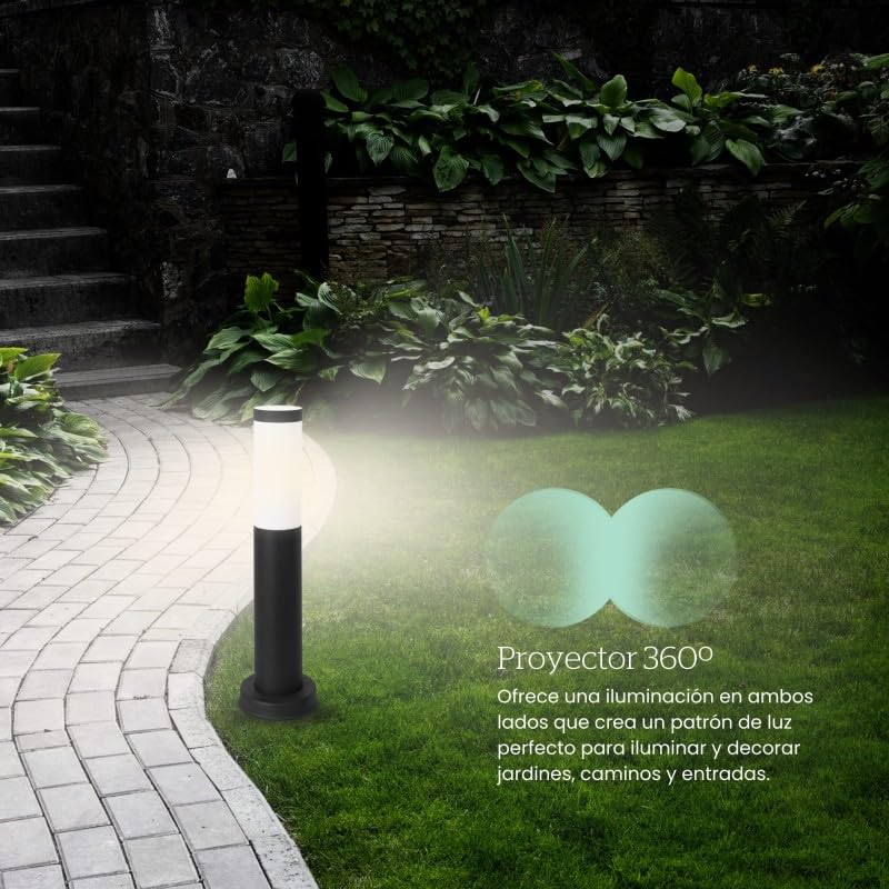 FORLIGHT Koral Baliza Exterior para Jardín Resistente al Agua IP55. Poste de Luz para Sendero y Camino. Lámpara Bolardo de Acero Inoxidable Gris Urbano 23W. Farolillo Moderno Zonas de Paso