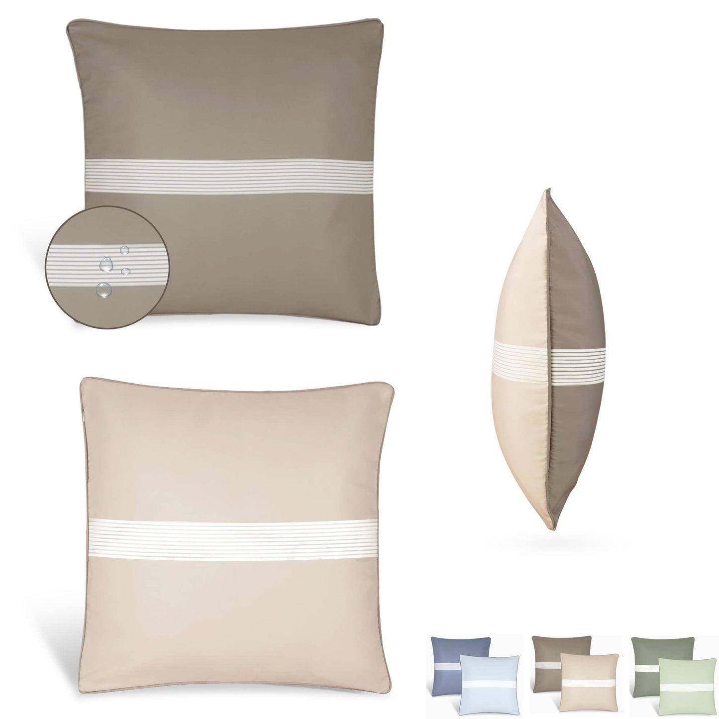 Blau Marité Pack 2 Fundas Cojín Decorativo Impermeables y Anti-Manchas. Suaves y agradables al Tacto. Ideal para Interior y Exterior. (Marrón / 50x50cm)