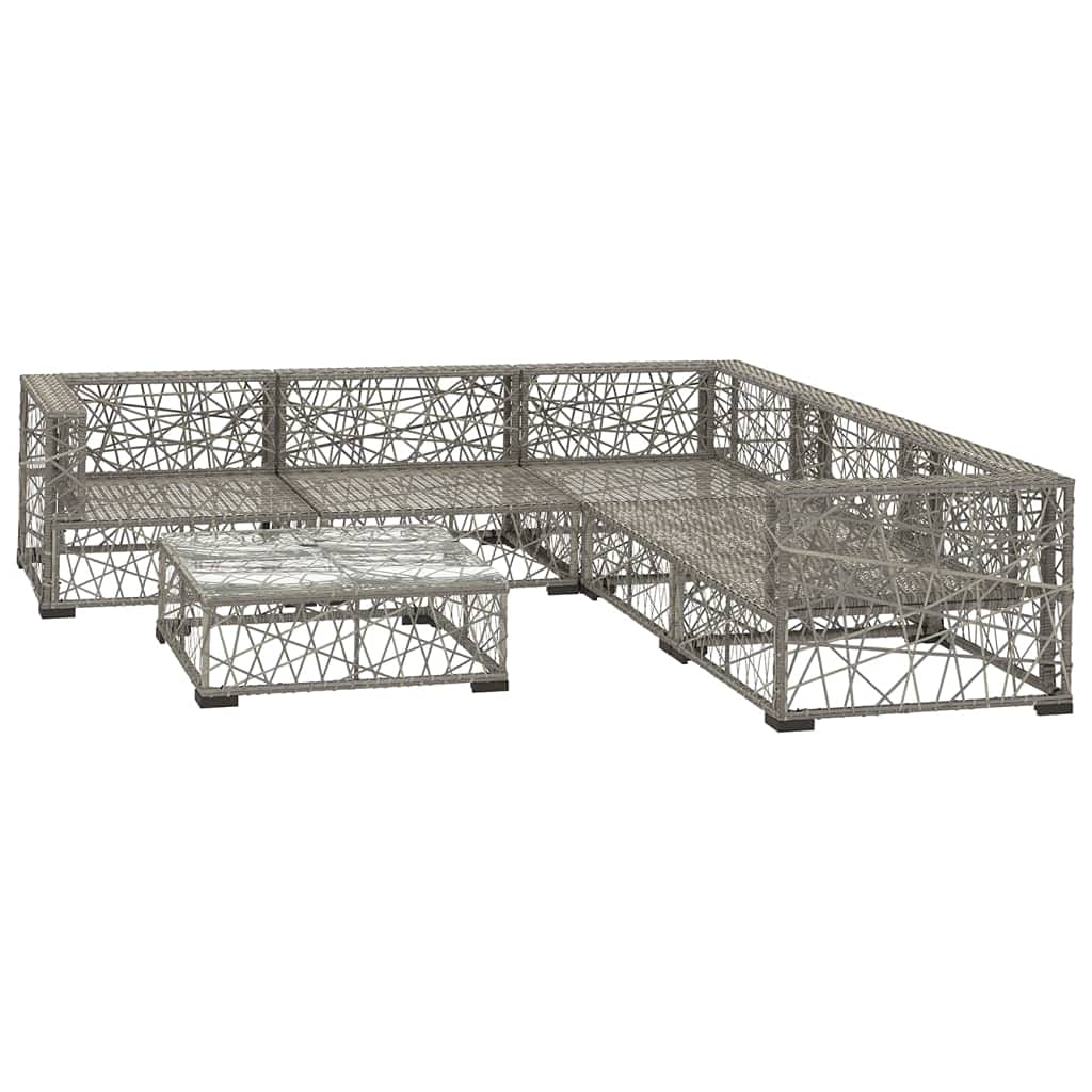 Festnight Conjunto de Muebles de Ratán para Terraza y Balcon, Sofas Jardin Exterior 6 Pzas, Conjunto Jardins, Juego de Salón de Jardín con Mesa y Cojines, Gris