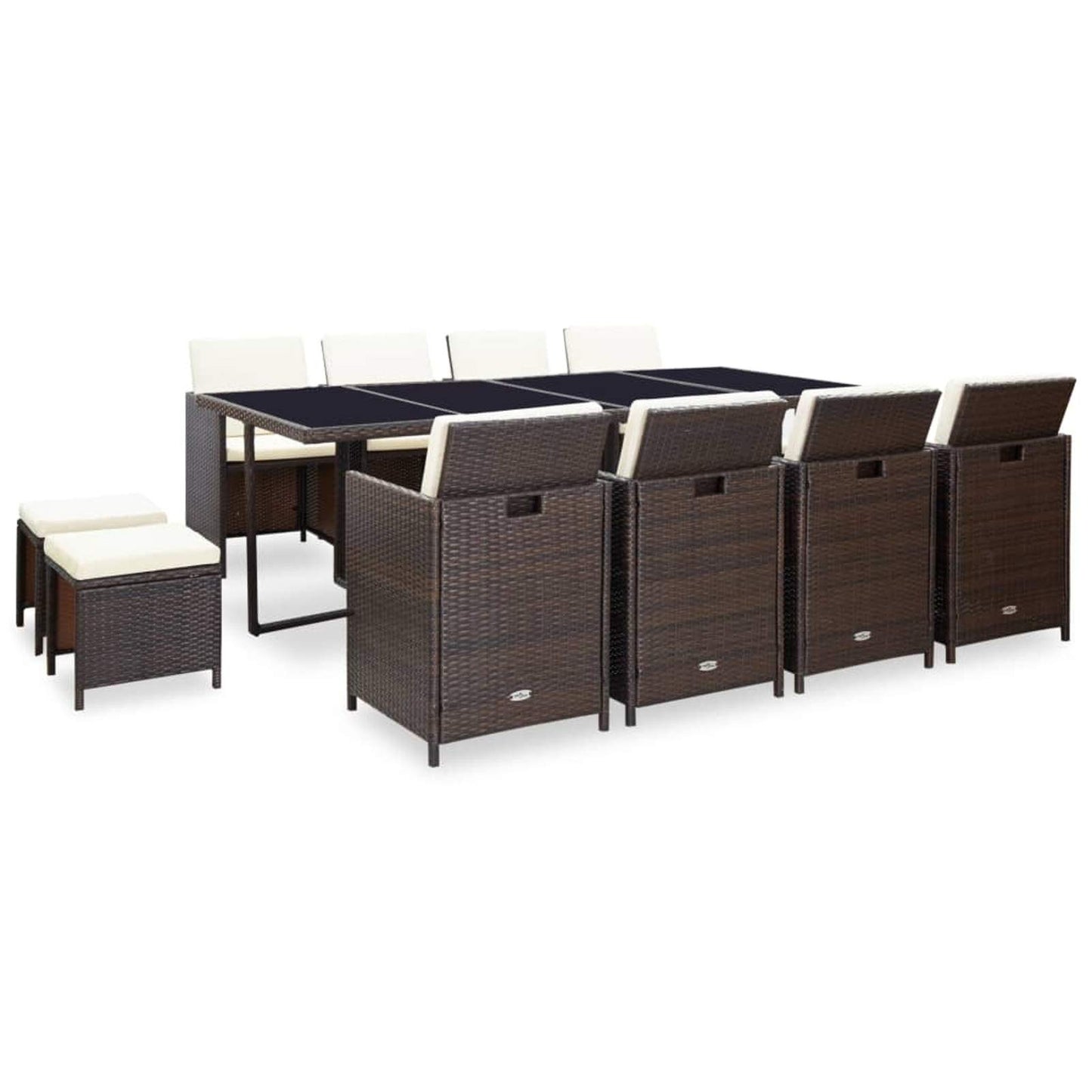 Deufre Conjunto Muebles de Jardín Comedor Jardin de Ratán 13 Piezas Sofa Jardin Exterior Muebles Jardin Exterior Conjunto Jardin para Jardín Terraza Patio Marrón
