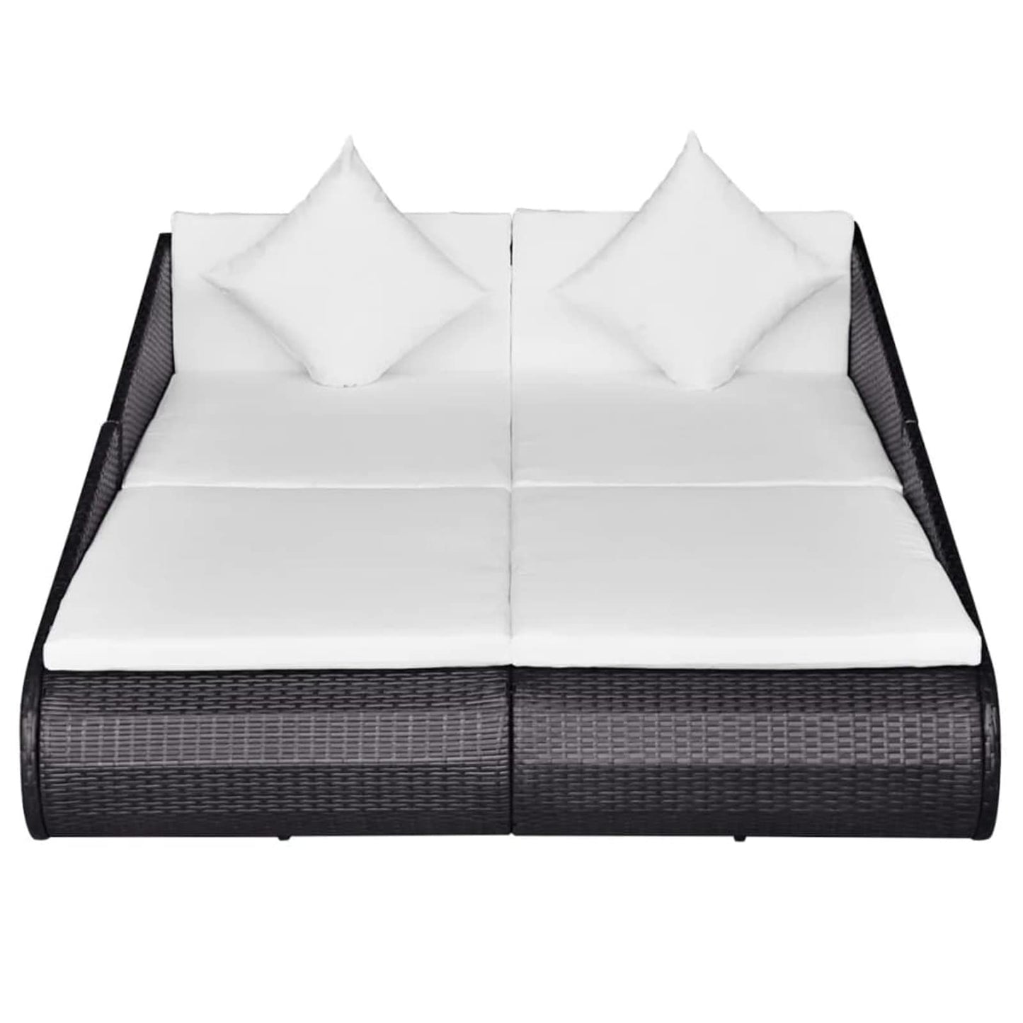 Deufre Tumbona Doble Tumbona Terraza Cama Jardín Sofa Exterior con Dosel Sofas Exterior Jardin Ratan Muebles de Jardín Conjunto Jardin con Cojines Lavables para Jardín Terraza Patio Negro