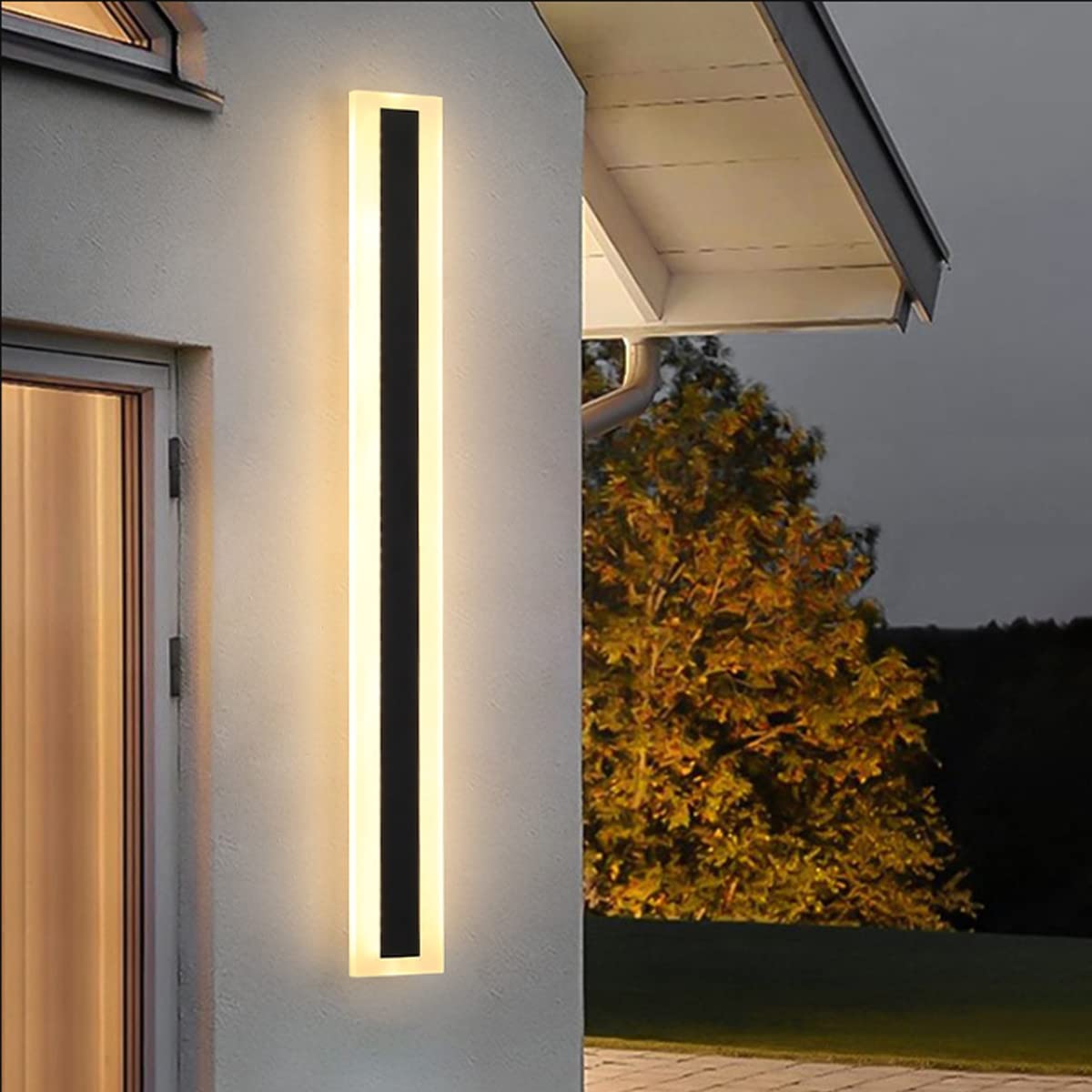 ZTWLEED Lámpara de Pared Larga Villa Apliques de Pared Negra,8W 40CM Aplique Pared Exterior,Aplique de Pared Exterior LED Impermeables IP65,Blanco Cálido 3000K AC220V para Balcón Jardín Villa