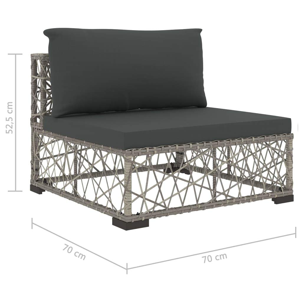Festnight Conjunto de Muebles de Ratán para Terraza y Balcon, Sofas Jardin Exterior 6 Pzas, Conjunto Jardins, Juego de Salón de Jardín con Mesa y Cojines, Gris