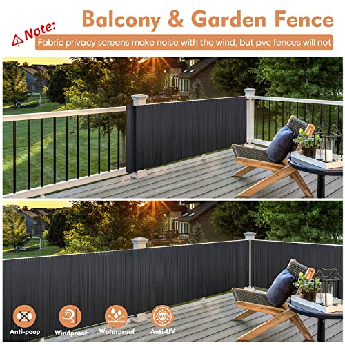 Sekey Estera de PVC, Valla Pantalla, Protección Visual Privacidad, Valla de Plástico Decorativa para Jardín Balcón Terraza, Resistente a la Intemperie, con Bridas, 90 x 300 cm, Antracita