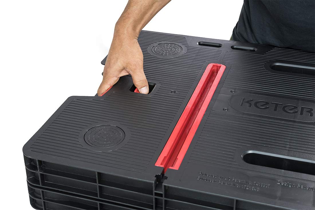 Keter- Mesa de herramientas plegable; 85 x 55,5 x 11,2 cm (cerrado) - 91 x 55,5 x 75,5 cm (abierto); Resistencia 450 Kg; Color negro
