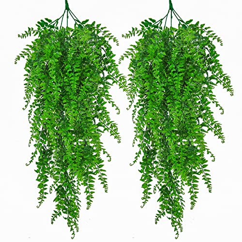ADORAMOUR Plantas Artificiales Decorativas 2 Piezas Planta Colgantes del Hogar Decoración Pared para Interior y Exterior, Vid de Imitación para Sala de Estar, Seto y Jardín