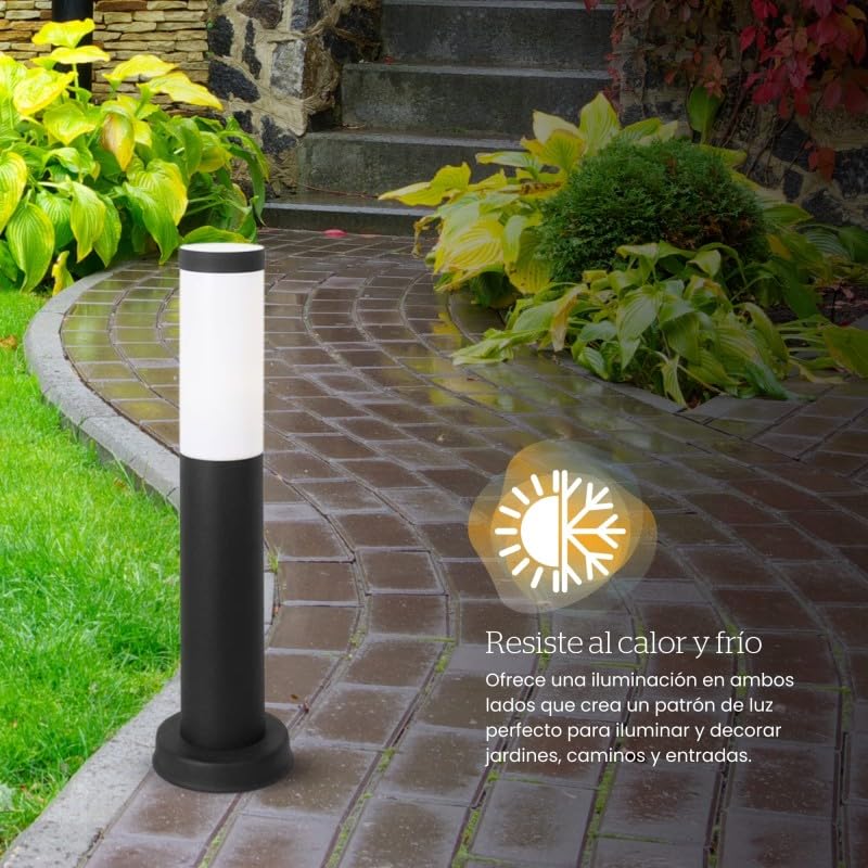 FORLIGHT Koral Baliza Exterior para Jardín Resistente al Agua IP55. Poste de Luz para Sendero y Camino. Lámpara Bolardo de Acero Inoxidable Gris Urbano 23W. Farolillo Moderno Zonas de Paso