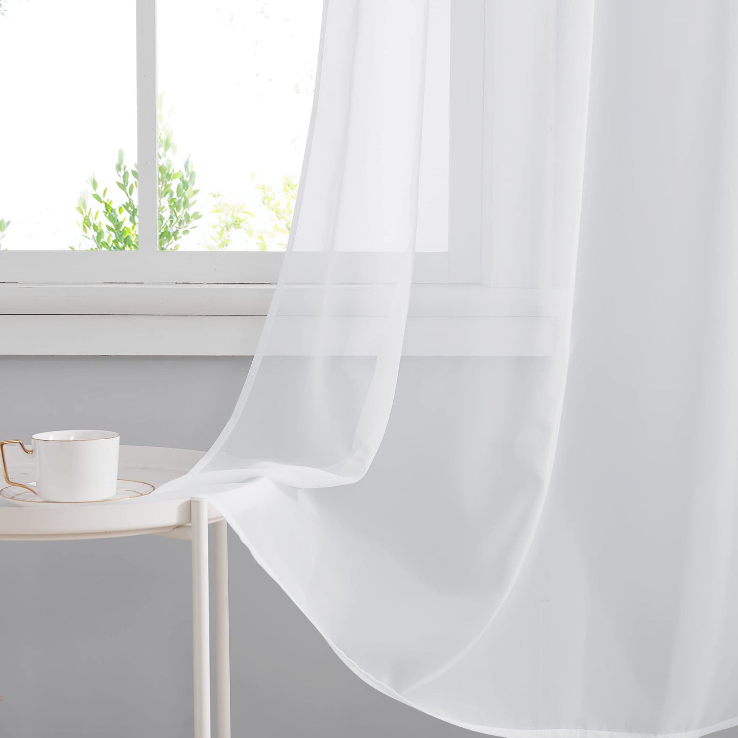 PONY DANCE Cortinas Pergola Exterior Grandes de Porche Cortina Blanca Transparente con Ojales Impermeable de Terraza Exterior, 1 Pieza, 254 x 213 cm (Ancho x Alto)