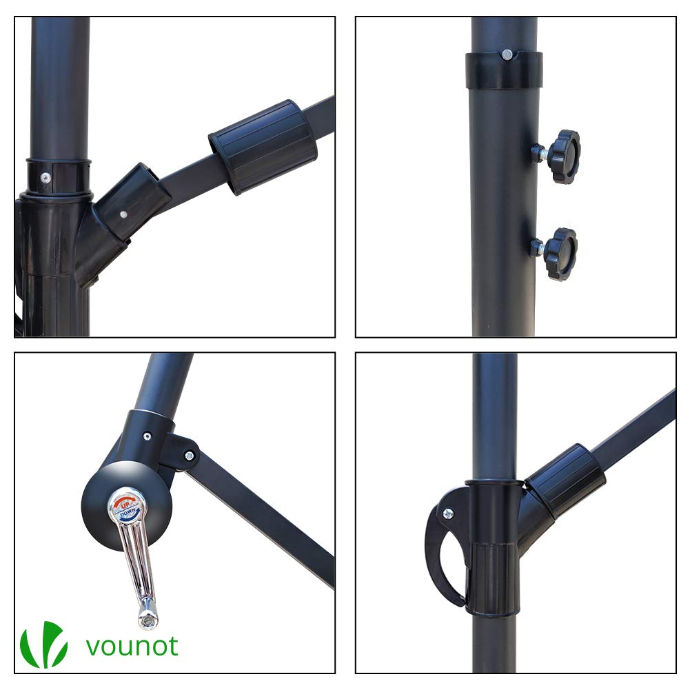 VOUNOT 300 cm Shanghai Parasol Excentrico, Sombrilla Jardín con Manivela y Funda Protectora Protección UV, Gris