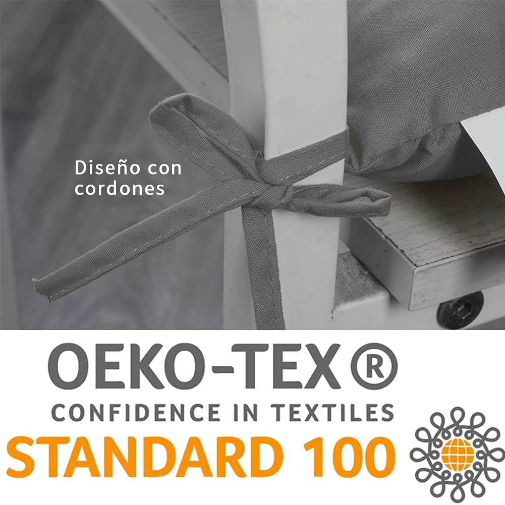 Tesosy Pack 2 Cojines para Sillas, Cojín Decorativo de Asiento(40+ -2cm) x 5cm con Correas de Sujeción, Asiento Imitacionde Lino, Ideal para la Decoración de Jardín, Beige