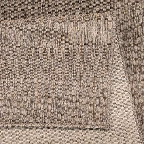 Paco Home Alfombra Exterior Interior Balcón Terraza Alfombra Cocina Monocolor Jaspeado, tamaño:80x250 cm, Color:Taupe