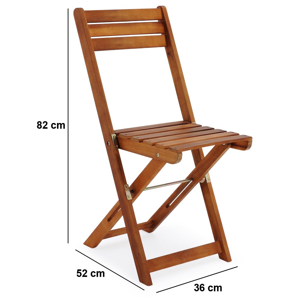 CASARIA® Set Muebles de Balcón 3 Pzs Mesa 2 Sillas Plegables Juego Completo Jardín Terraza Madera Acacia