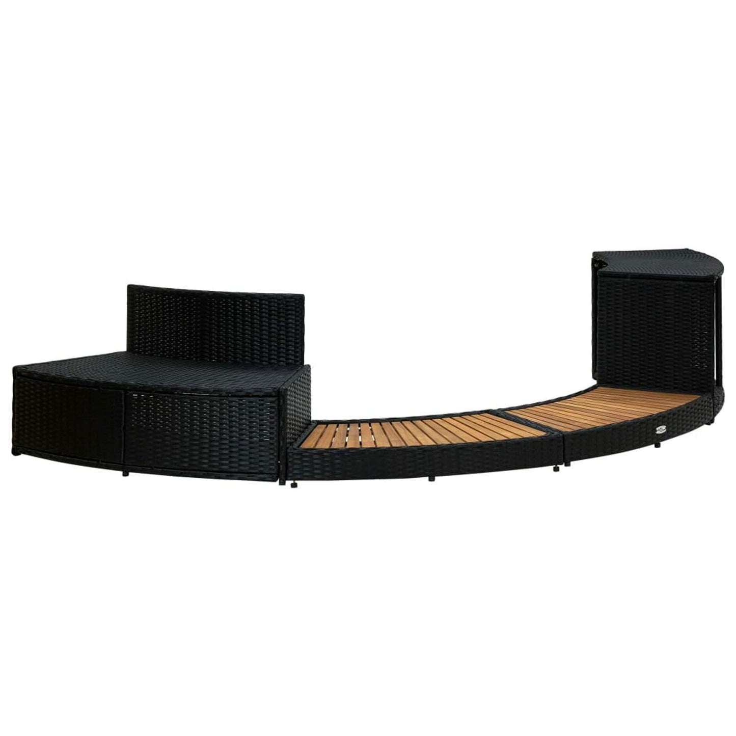 Mogou Borde de bañera de hidromasaje, Yacuzzi Exterior Hinchable Piezas De Recambi, Borde para Bañera De Hidromasaje SPA, ratán PE Madera de Acacia Negro