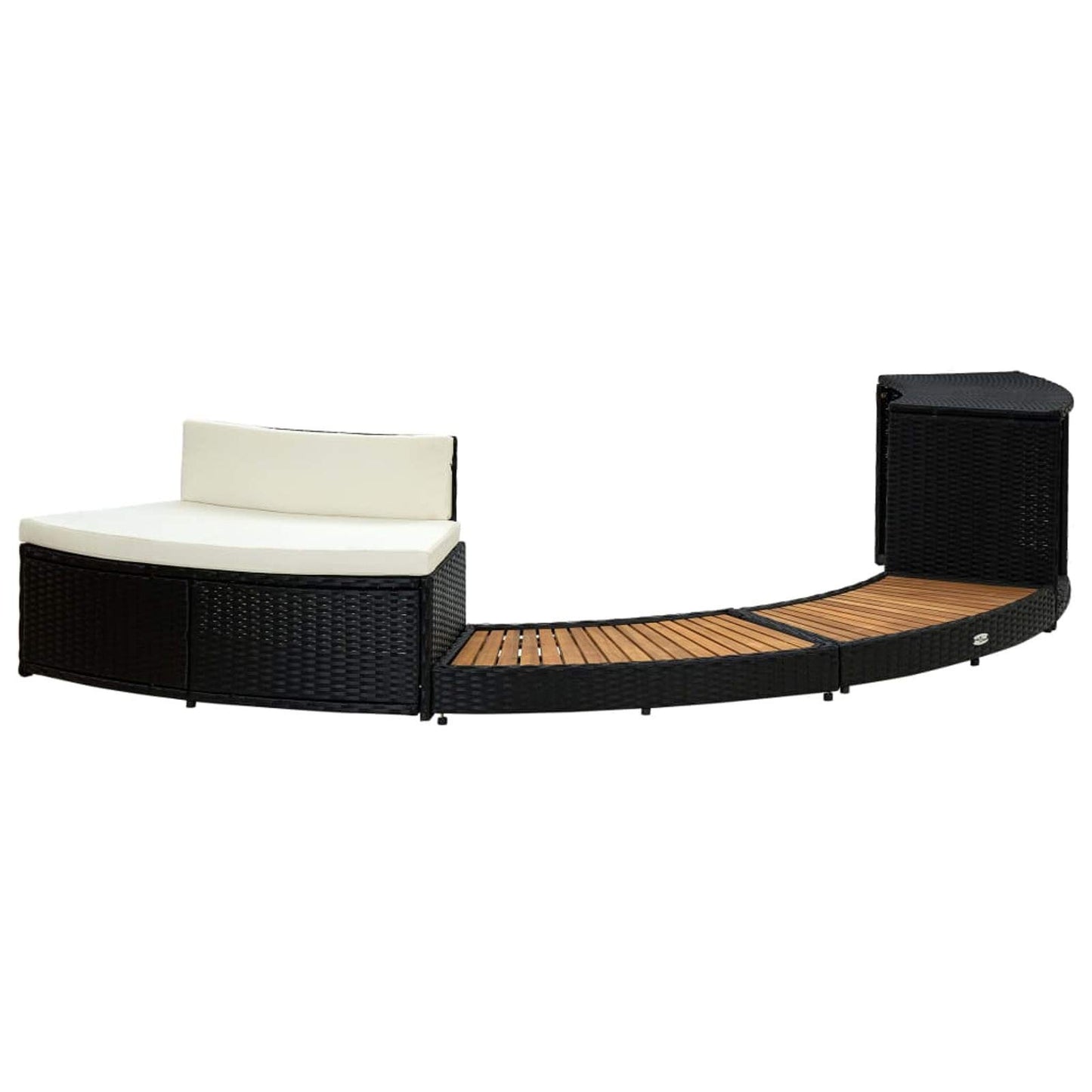 Mogou Borde de bañera de hidromasaje, Yacuzzi Exterior Hinchable Piezas De Recambi, Borde para Bañera De Hidromasaje SPA, ratán PE Madera de Acacia Negro