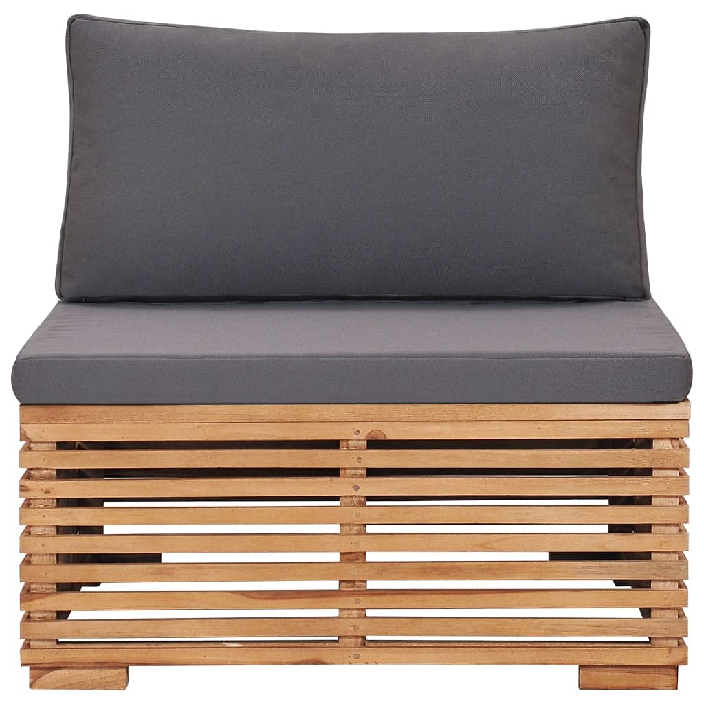 vidaXL Muebles de Jardín 6 Piezas con Cojines Mobiliario Exterior Patio Terraza Hogar Sofá Silla Mesa Asiento Suave Robusto Crema Madera Maciza Teca