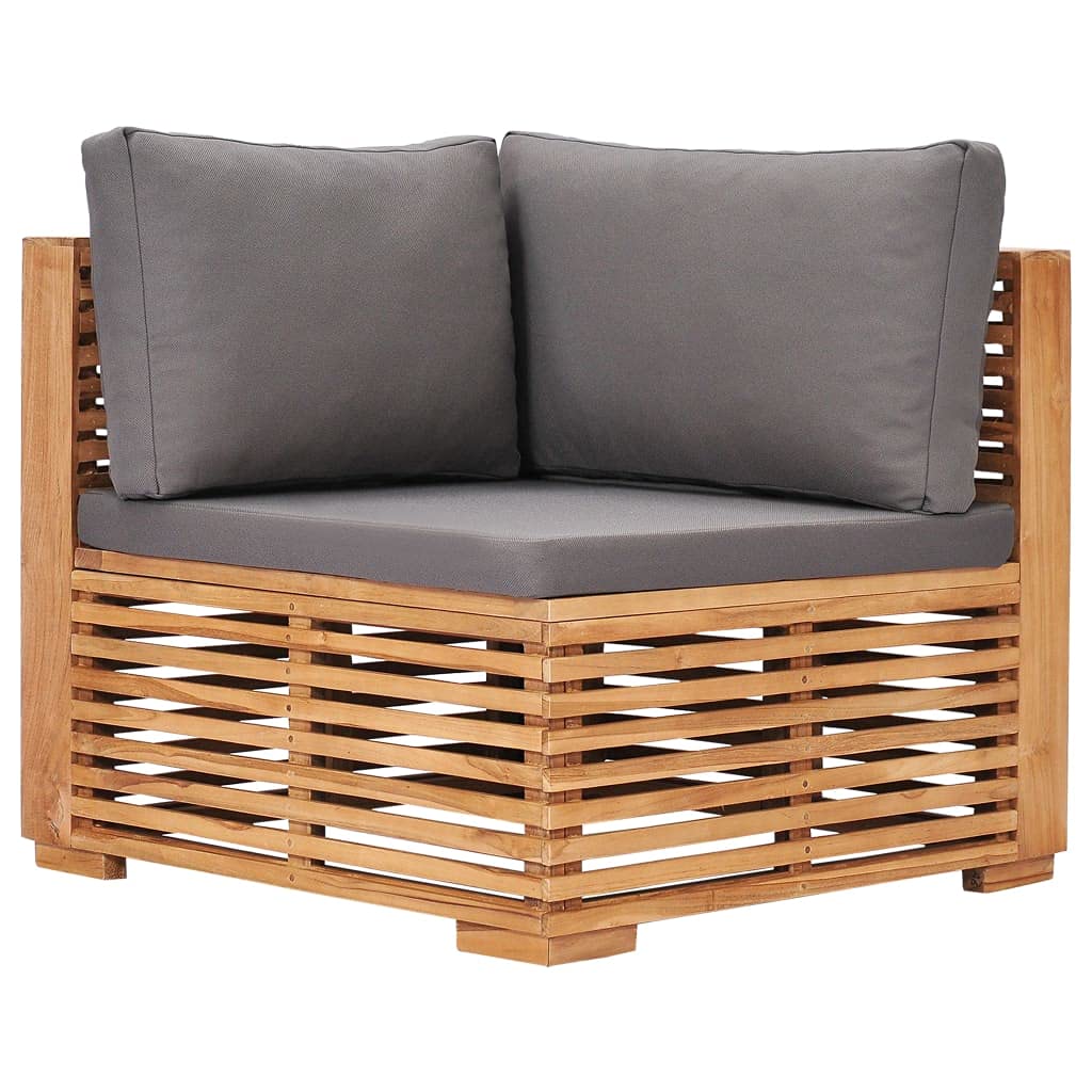 vidaXL Muebles de Jardín 6 Piezas con Cojines Mobiliario Exterior Patio Terraza Hogar Sofá Silla Mesa Asiento Suave Robusto Crema Madera Maciza Teca
