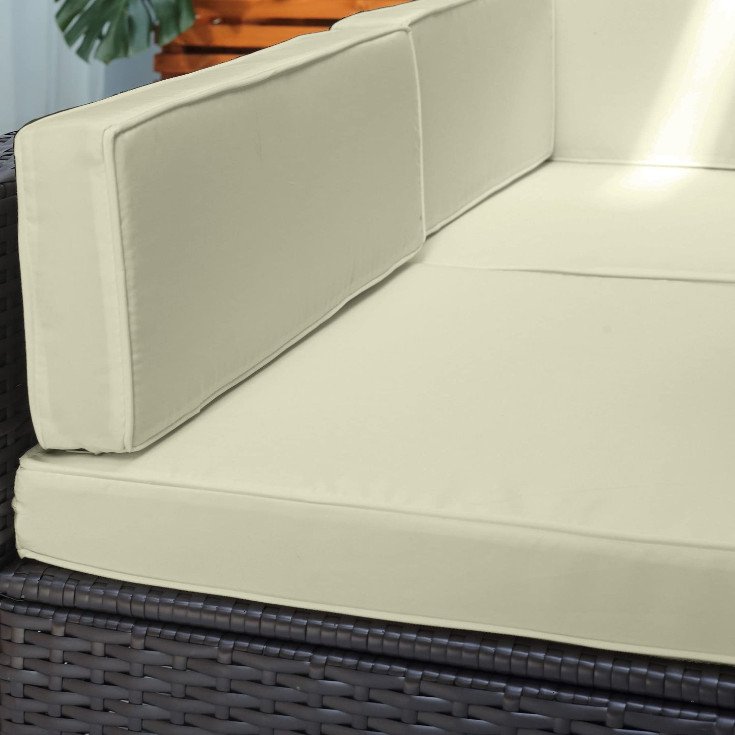 Outsunny Conjunto Muebles de Jardín Ratán 7 Piezas Set de Sofás Patio con 1 Mesita Almohada y Cojín Incluido Marco Acero Resistente Intemperie UV para Exterior Marrón