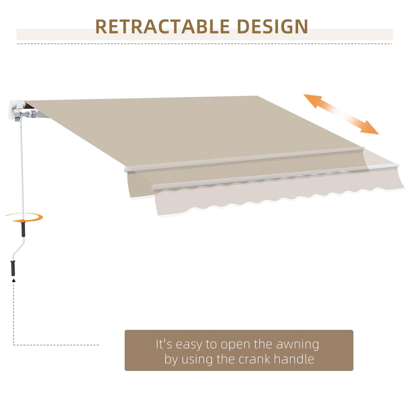 Outsunny Toldo para Patio Balcón Terraza y Jardín con Brazo articulado de Aluminio y Tela de Poliéster de 280g/m2 400x250cm (Marrón)