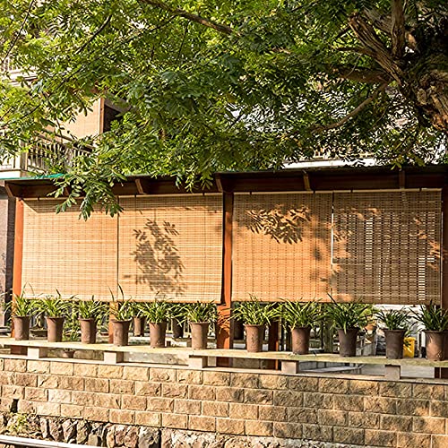 Persiana Bambu Exterior- Persiana Enrollable - de Madera,Estor Filtrado de Luz,Cortina Decorativa Anti-UV a Prueba de Polvo para Interior/Exterior (70x80cm/28x32in)