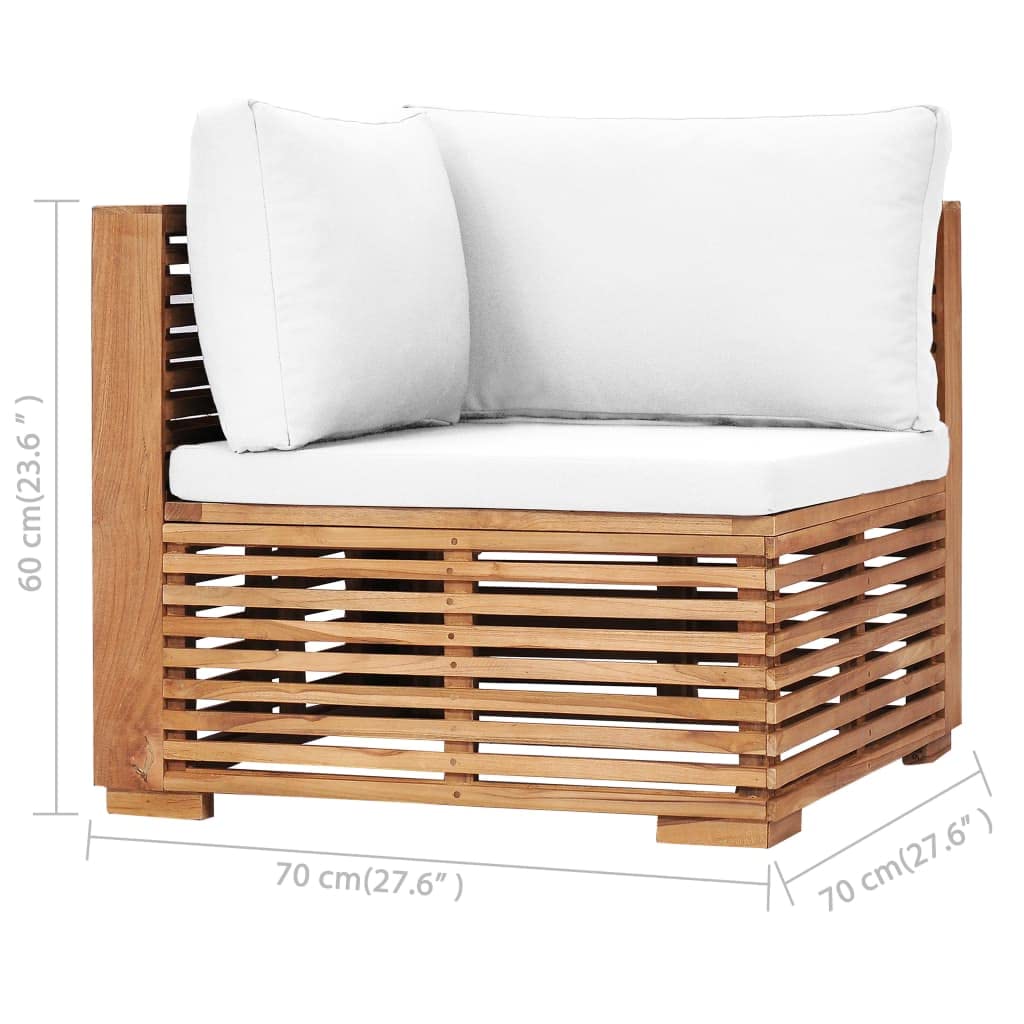 vidaXL Muebles de Jardín 6 Piezas con Cojines Mobiliario Exterior Patio Terraza Hogar Sofá Silla Mesa Asiento Suave Robusto Crema Madera Maciza Teca