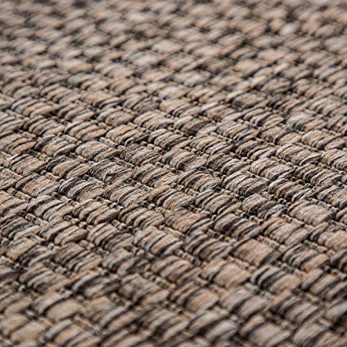 Paco Home Alfombra Exterior Interior Balcón Terraza Alfombra Cocina Monocolor Jaspeado, tamaño:80x250 cm, Color:Taupe