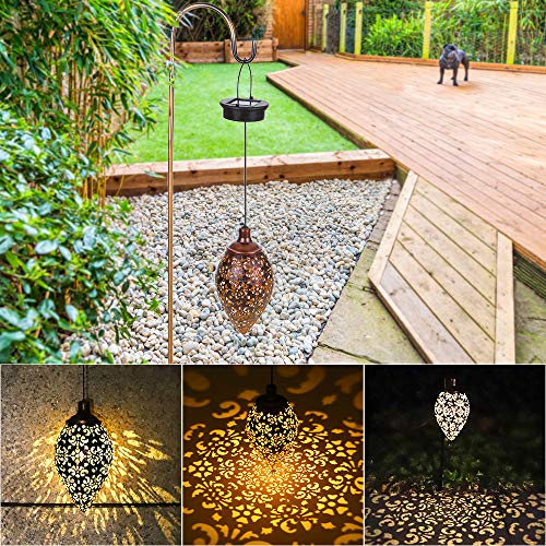 Luces solares LED de metal para patio, luces solares para jardín al aire libre, luces decorativas para jardín colgantes (1)