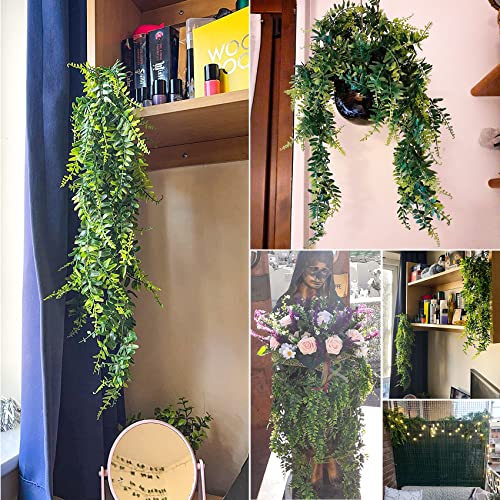 ADORAMOUR Plantas Artificiales Decorativas 2 Piezas Planta Colgantes del Hogar Decoración Pared para Interior y Exterior, Vid de Imitación para Sala de Estar, Seto y Jardín
