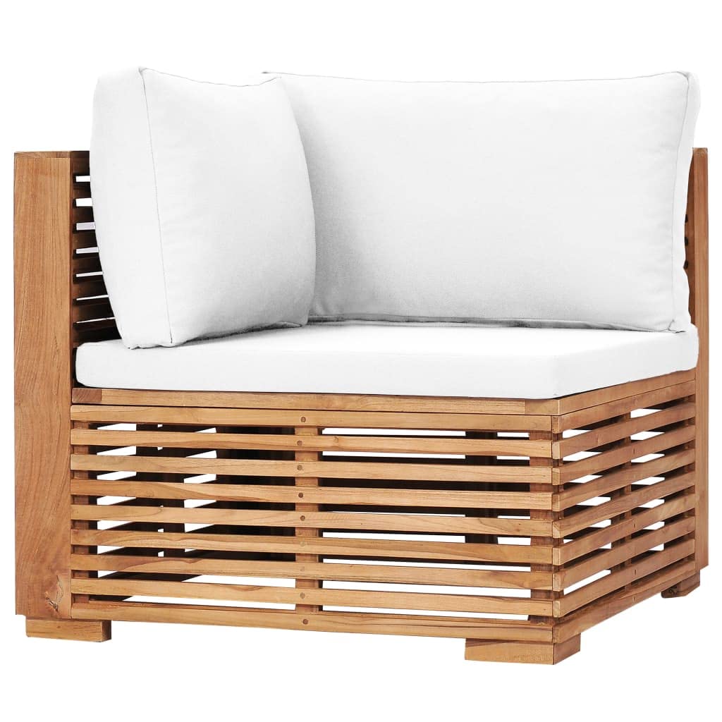 vidaXL Muebles de Jardín 6 Piezas con Cojines Mobiliario Exterior Patio Terraza Hogar Sofá Silla Mesa Asiento Suave Robusto Crema Madera Maciza Teca