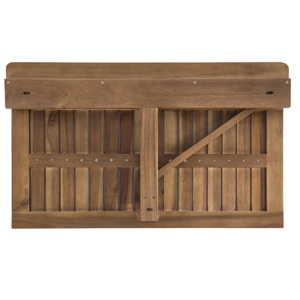 LOLAhome Mesa de Pared Plegable Abatible de 45x47x80 cm | Madera Acacia Maciza Natural Marrón | para Interior o Exterior Balcón, Terraza o Jardín - Colección Nina